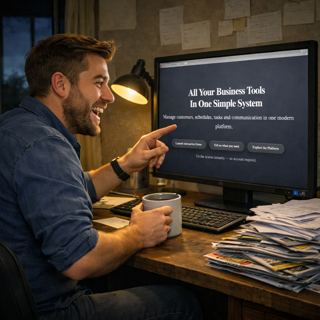 Business owner reviewing services and planning next steps